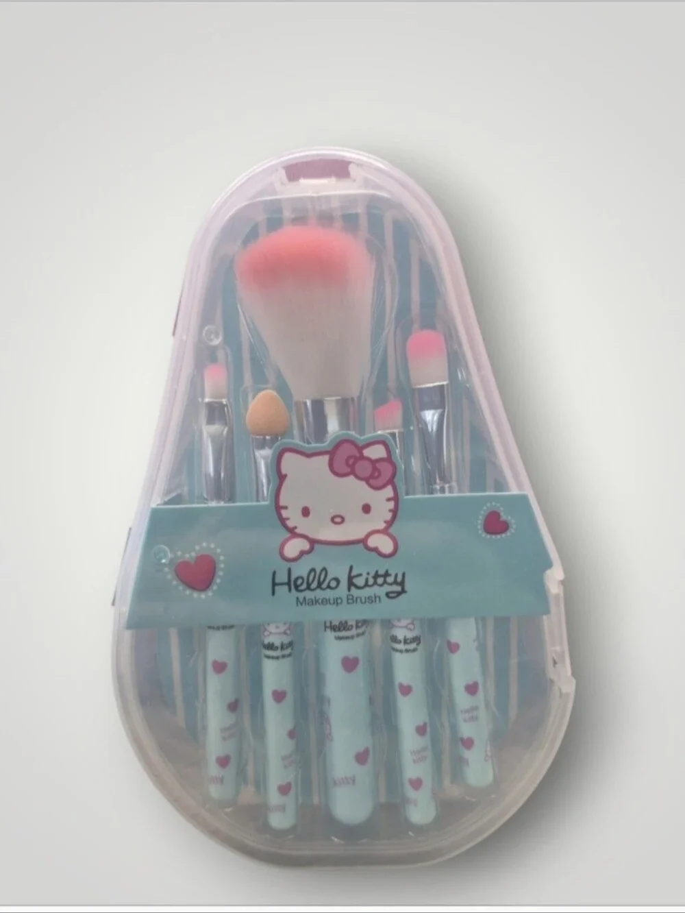Hello Kitty 5-piece makeup brush set, 1 In Light Blue & 1 In Yellow Cream